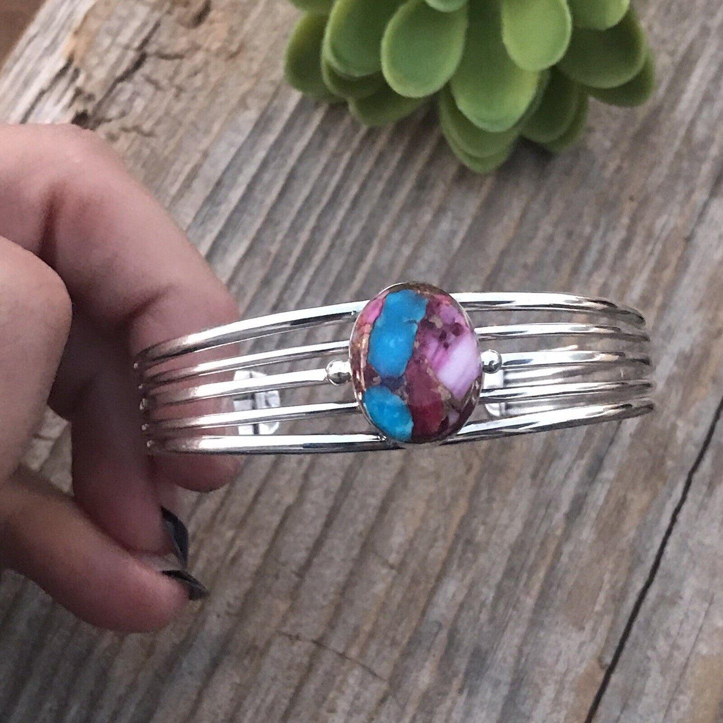 Navajo Pink Dream Mojave Sterling Silver Custom Cuff