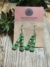 Load image into Gallery viewer, Beautiful Navajo Sterling Dyed Green Kingman Turquoise Multi Bead Earrings