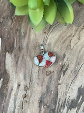 Load image into Gallery viewer, Zuni Iridescent Red Candy Cane Opal &amp; Sterling Silver Heart Pendant