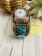 Load image into Gallery viewer, Old Pawn Vintage Navajo Kingman Turquoise &amp; Sterling Silver Watch Cuff