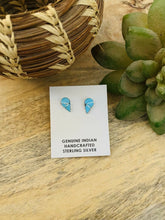 Load image into Gallery viewer, Zuni Sterling Silver And Turquoise Inlay Tear Drop Stud Earrings