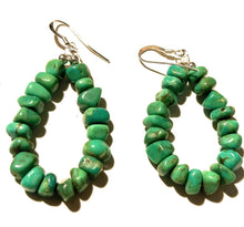 Load image into Gallery viewer, Navajo Dyed Kingman Turquoise Sterling Silver Beaded Dangle Earrings