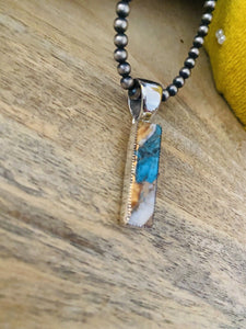 Navajo Sterling Silver & Multi Stone Spice Pendant Signed