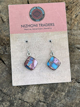 Load image into Gallery viewer, Navajo Sterling Silver Purple Dream Dangle Earrings Signed