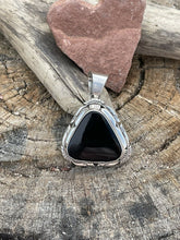 Load image into Gallery viewer, Navajo Sterling Silver Black Onyx Elegant Triangle Pendant Signed
