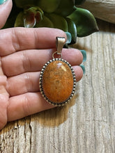 Load image into Gallery viewer, Gorgeous Sterling Apple Coral Oval Pendant Signed