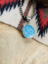 Load image into Gallery viewer, Zuni Turquoise &amp; Sterling Silver Inlay Pendant Signed
