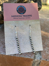 Load image into Gallery viewer, Navajo Sterling Silver 3mm Navajo Pearl Dangle  Earrings 2”