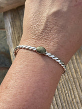 Load image into Gallery viewer, Navajo Sterling Silver Twisted Rope Style Turquoise Stacker Bracelet Cuff