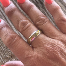 Load image into Gallery viewer, Navajo Sterling Silver Yellow Opal Band Ring