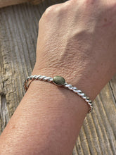 Load image into Gallery viewer, Navajo Sterling Silver Twisted Rope Style Turquoise Stacker Bracelet Cuff