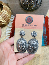 Load image into Gallery viewer, Navajo Hand Stamped Sterling Silver Necklace &amp; Earring Set By Eugene Charley