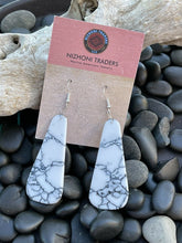 Load image into Gallery viewer, Navajo Sterling Silver &amp; White Buffalo Slab Dangle Earrings