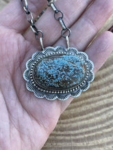 Load image into Gallery viewer, Navajo Kingman Web Turquoise Stone &amp; Sterling Silver Necklace