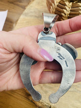 Load image into Gallery viewer, Navajo Sterling Silver &amp; Sonoran Gold Turquoise Naja Pendant By Chimney Butte