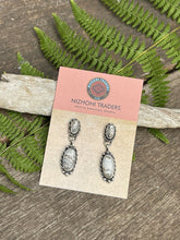 Load image into Gallery viewer, Navajo Sterling Silver &amp; White Buffalo 2 Stone Rope Dangle Earrings