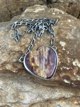 Load image into Gallery viewer, Navajo Purple Spiny And Sterling Silver Heart Necklace Signed