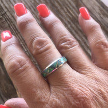 Load image into Gallery viewer, Navajo Sterling Silver Green Opal Stacker Ring