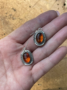 Navajo Sterling Silver  Rope Style Topaz Dangle Earrings