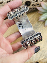 Load image into Gallery viewer, Vintage Navajo Turquoise &amp; Sterling Silver Hand Stamped Cuff Bracelet