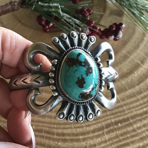 Vintage Turquoise Sterling Silver Navajo Cuff Bracelet