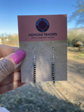 Load image into Gallery viewer, Navajo Sterling Silver 3mm Navajo Pearl Dangle  Earrings 2”