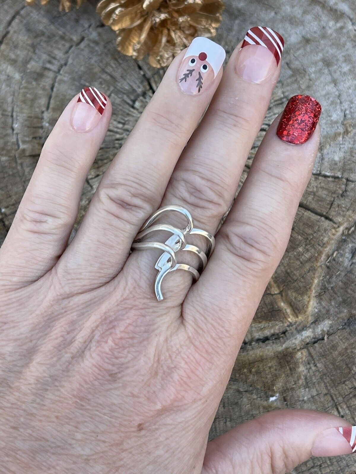 Beautiful Navajo Sterling Silver Swirls Wave Ring