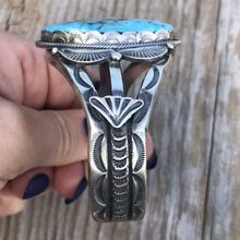 Load image into Gallery viewer, Navajo Kingman Turquoise &amp; Sterling Silver Cuff Signed By Artist S. Tso