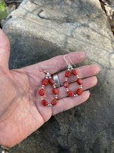 Load image into Gallery viewer, Navajo Sterling Silver Apple Coral Loop Beaded Dangle Earrings