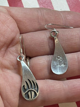 Load image into Gallery viewer, Hopi HandStamped Sterling Silver Bear Paw Dangle Earrings