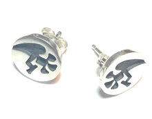 Load image into Gallery viewer, Hopi Sterling Silver Kokopelli Hand Stamped Stud Earrings