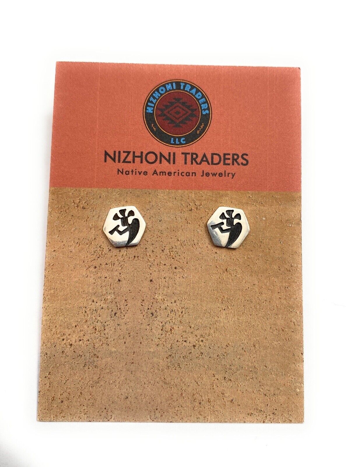 Hopi Overlaid Sterling Silver Kokopelli Stud Earrings