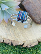 Load image into Gallery viewer, Navajo Sterling Silver &amp; Rainbow  Rectangle Cuff Bracelet