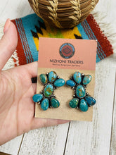 Load image into Gallery viewer, Navajo Sterling Silver &amp; Royston Turquoise Cluster Post Earrings Signed
