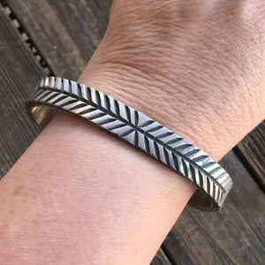 Navajo Sterling Silver Hand Stamped Bracelet Cuff By Artist B. Shorty