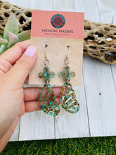 Load image into Gallery viewer, Navajo Turquoise &amp; Resin Butterfly Wing Dangle Earrings
