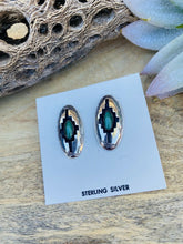 Load image into Gallery viewer, Navajo Malachite &amp; Sterling Silver Shadow Box Post Earrings