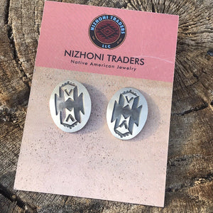 Hopi Sterling Silver Hand Stamped Tribal Earrings