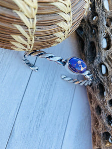 Navajo Purple Mohave & Sterling Silver Cuff Bracelet Signed