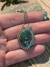 Load image into Gallery viewer, Navajo Sterling Silver And Morenci Turquoise Stone Southwest Necklace Signed