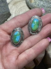 Load image into Gallery viewer, Navajo Sonoran Mountain Turquoise &amp; Sterling Silver Stud Earrings