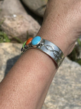 Load image into Gallery viewer, Navajo 7 Multi Stone &amp; Sterling Silver Cuff Bracelet Signed
