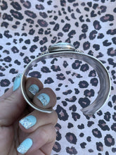Load image into Gallery viewer, Navajo Handmade Sterling &amp; Number 8 Turquoise Signed Cuff Signed Danny Clark