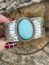Load image into Gallery viewer, Incredible Navajo Dry Creek Turquoise And Sterling Star Silver Cuff Signed