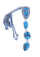 Load image into Gallery viewer, Navajo Sterling Silver &amp; Kingman Turquoise Lariat Necklace