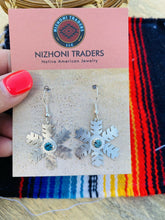 Load image into Gallery viewer, Navajo Sterling Silver &amp; Turquoise Snowflake Dangle Earrings