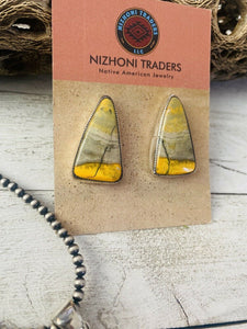 Navajo Bumblebee Jasper & Sterling Silver Earring And Pendant Set