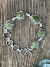 Load image into Gallery viewer, Navajo Sonoran Gold Turquoise &amp; Sterling Silver Link Bracelet Signed