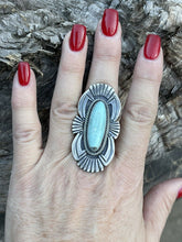 Load image into Gallery viewer, Navajo Sterling Silver Turquoise Nouveau￼ Statement Ring Sz 8