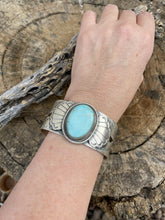 Load image into Gallery viewer, Incredible Navajo Dry Creek Turquoise And Sterling Star Silver Cuff Signed